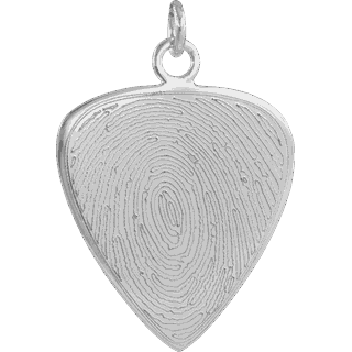 Front image of White Gold Guitar Pick Pendant